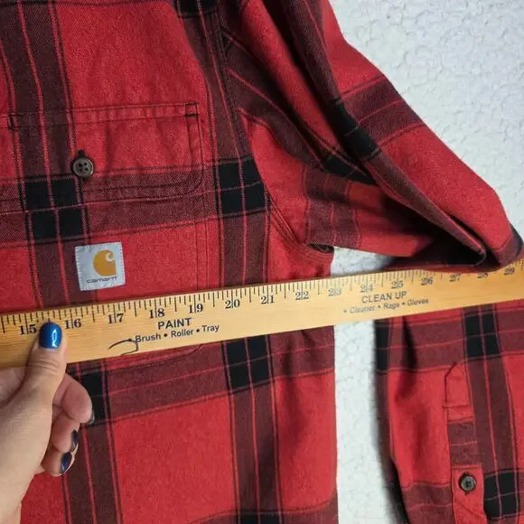 Carhartt Red and Black Plaid Casual Button Down Shirt - Picture 6 of 11